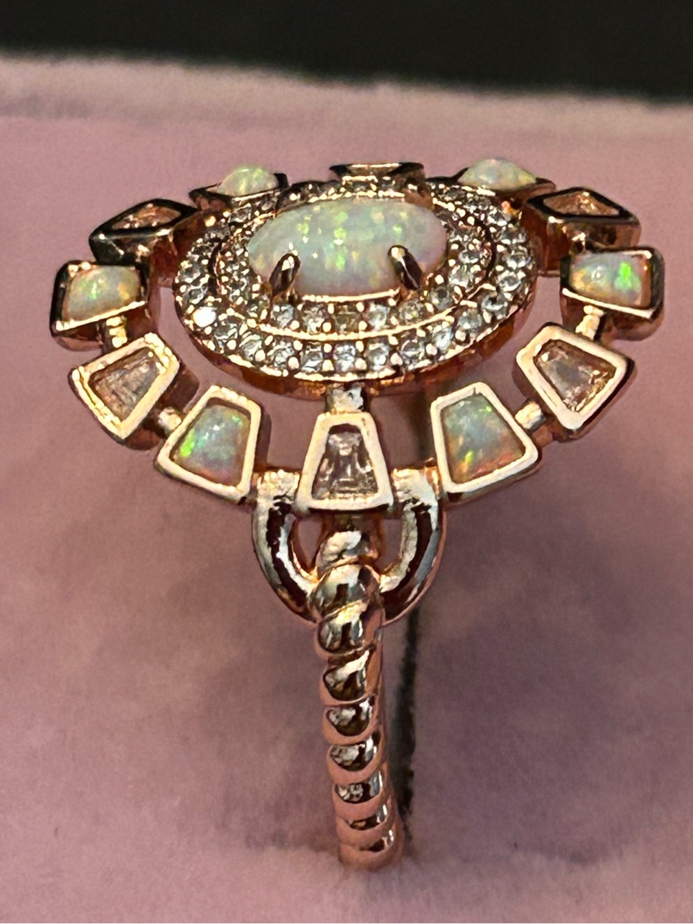 BP ‘The Secret Shine’ Opal Halo Ring in Rose Gold Tone with Rope Design Size9 - Picture 11 of 12